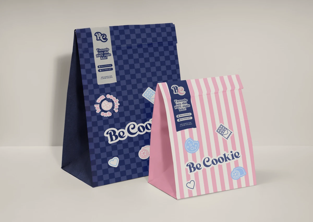 Mockup oficial das sacolas Be Cookie